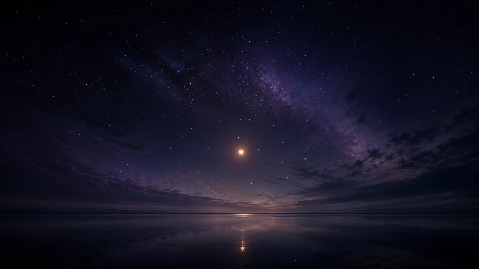A warm memorial light glowing above a quiet, shared night sky